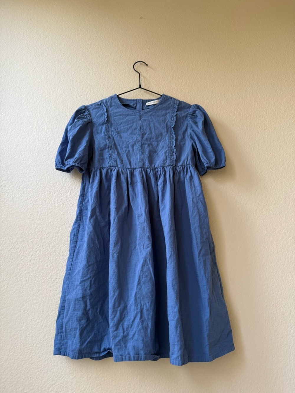 JENNE PIGEON Blue Cotton Dress Size 140 Girls Puff Sleeve